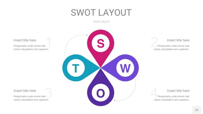 玫瑰紫SWOT图表PPT22
