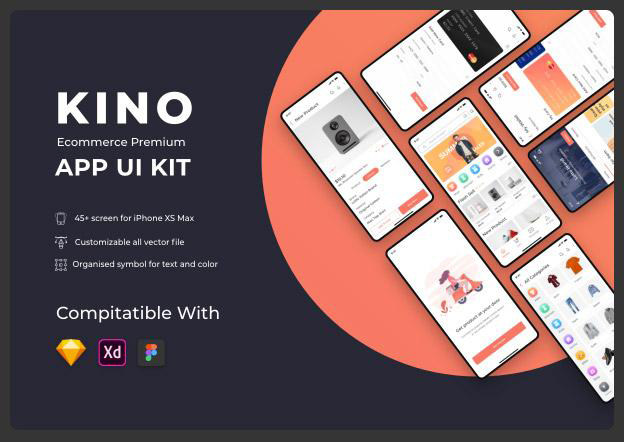 电子商务应用程序用户界面工具包Kino Ecommerce App UI Kit
