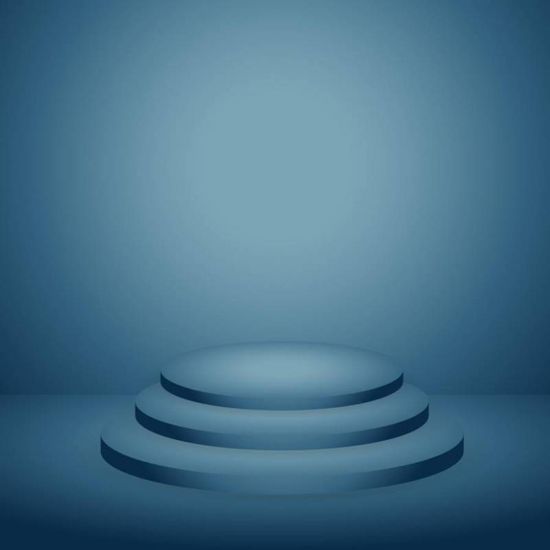 指挥台在蓝色黑暗的背景中