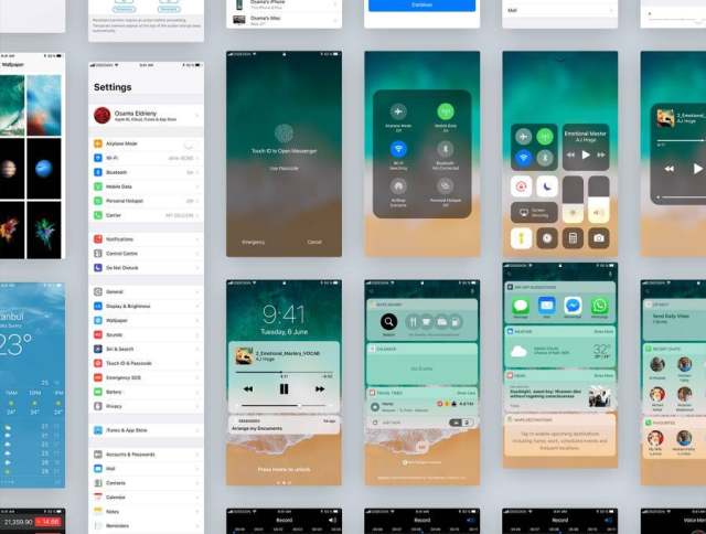 最新iOS11 UI工具包设计规范源文件资源打包下载（含170个屏幕界面的ai源文件和部分sketch源文件）