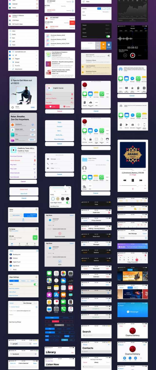 最新iOS11 UI工具包设计规范源文件资源打包下载(含170个屏幕界面的ai源文件和部分sketch源文件) 最新iOS11 UI工具包设计规范源文件资源打包下载(含170个屏幕界面的ai源文件和部分sketch源文件)