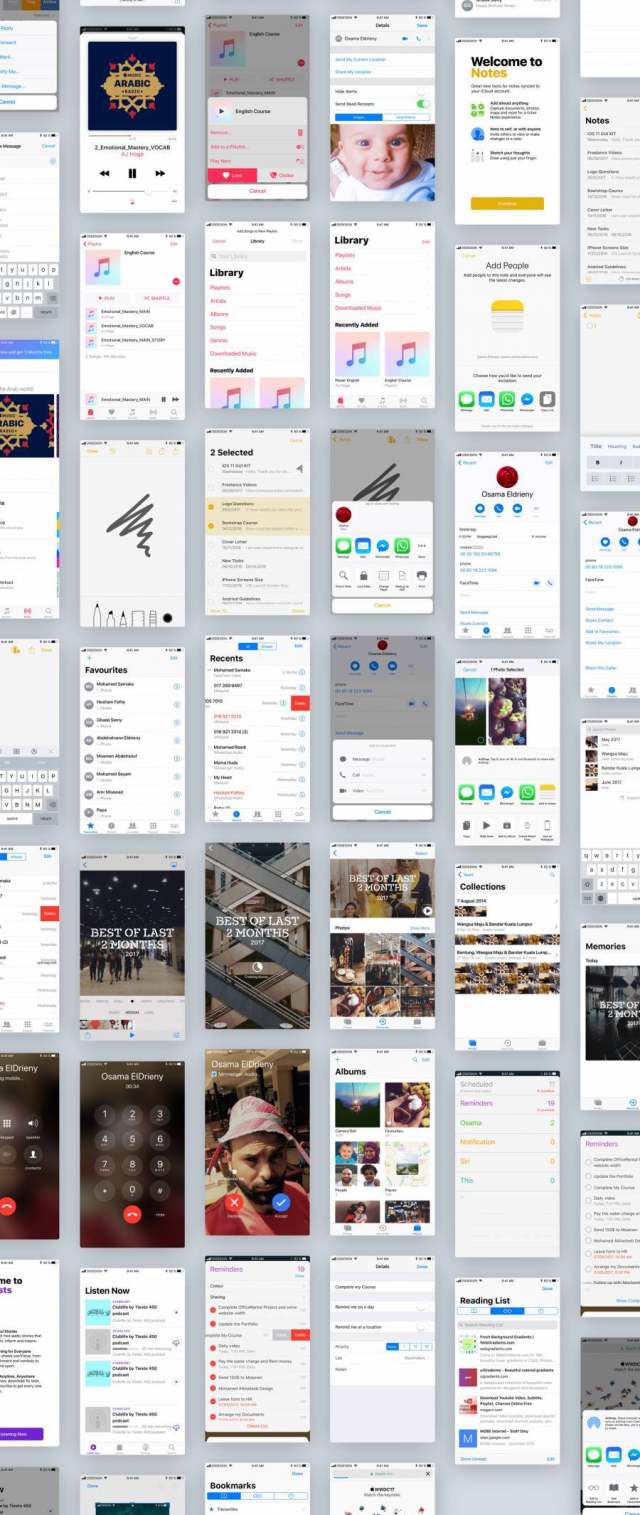 最新iOS11 UI工具包设计规范源文件资源打包下载(含170个屏幕界面的ai源文件和部分sketch源文件) 最新iOS11 UI工具包设计规范源文件资源打包下载(含170个屏幕界面的ai源文件和部分sketch源文件)