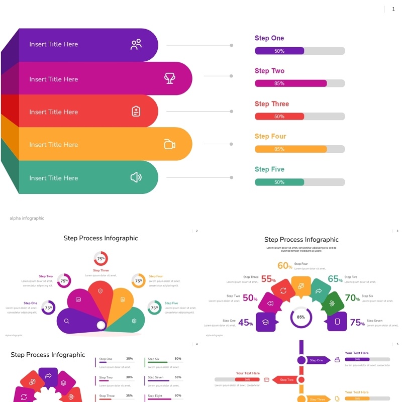 步骤流程图信息图表PPT模板Step Process Infographic