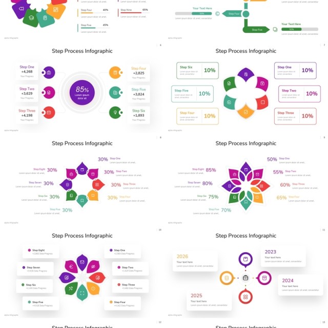 步骤流程图信息图表PPT模板Step Process Infographic