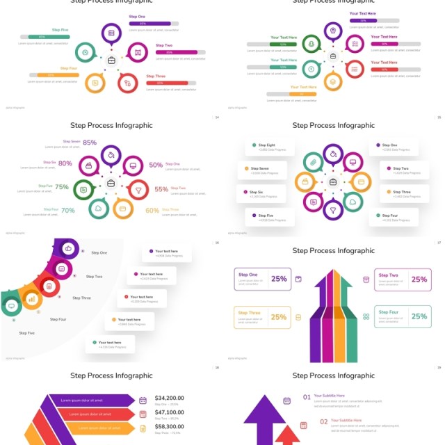 步骤流程图信息图表PPT模板Step Process Infographic