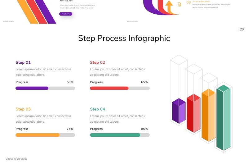 步骤流程图信息图表PPT模板Step Process Infographic