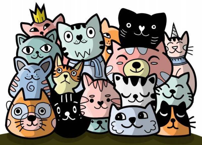 Doodle cats group