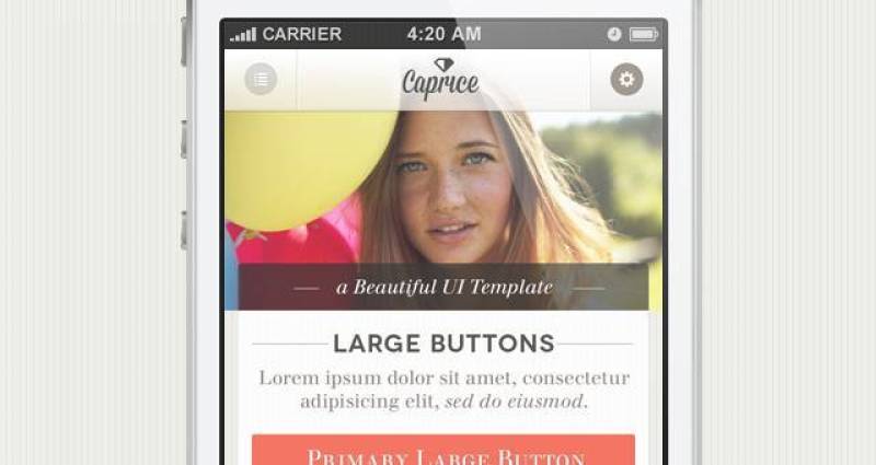 Caprice iPhone App UI Kit Psd