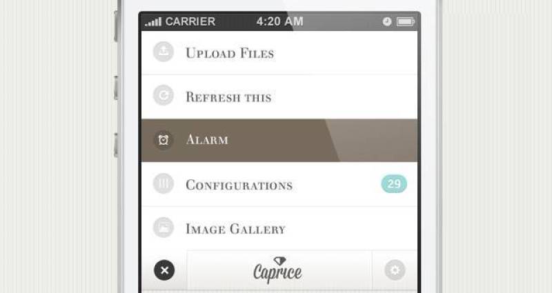 Caprice iPhone App UI Kit Psd