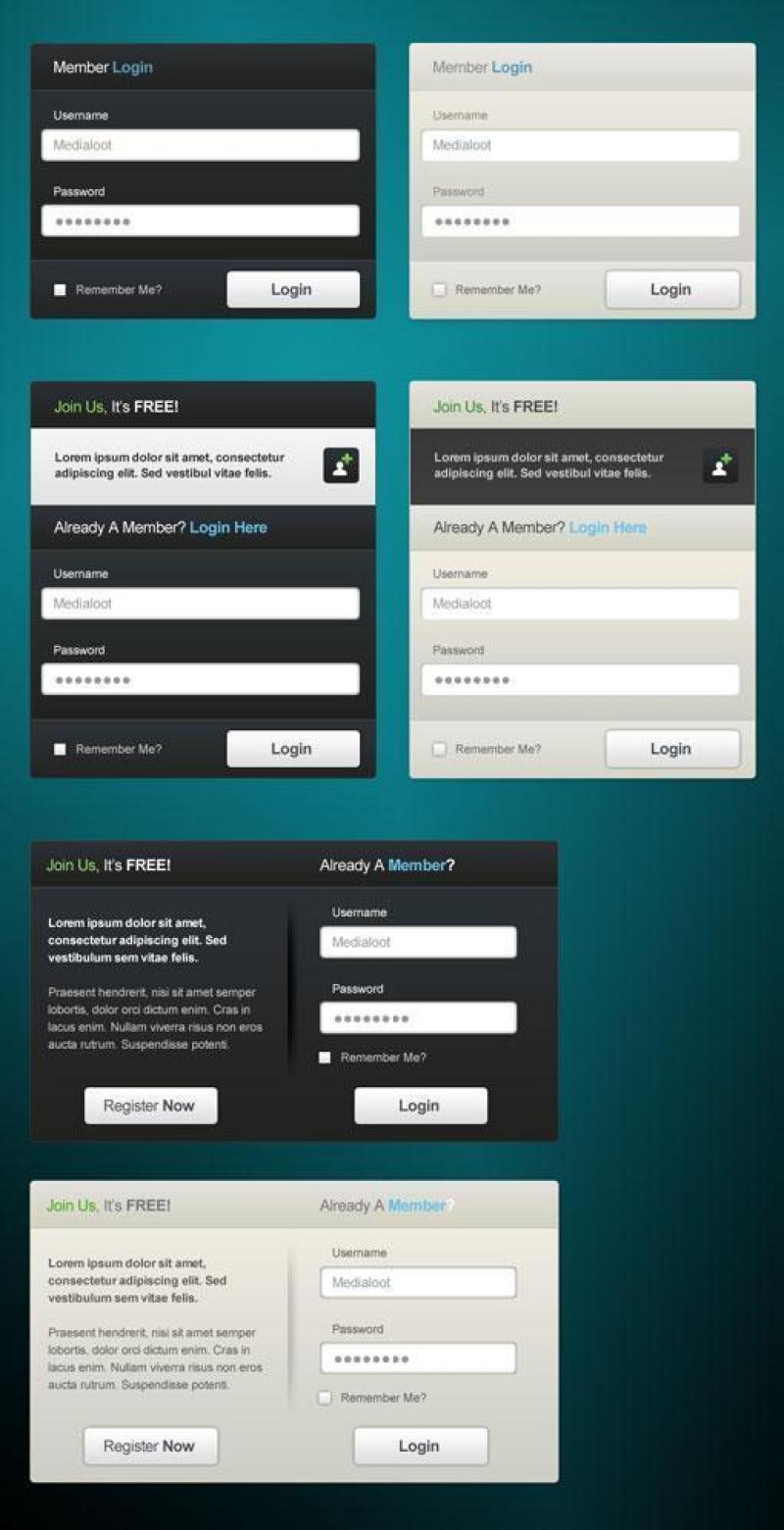 实用的网页登录框psd分层素材
