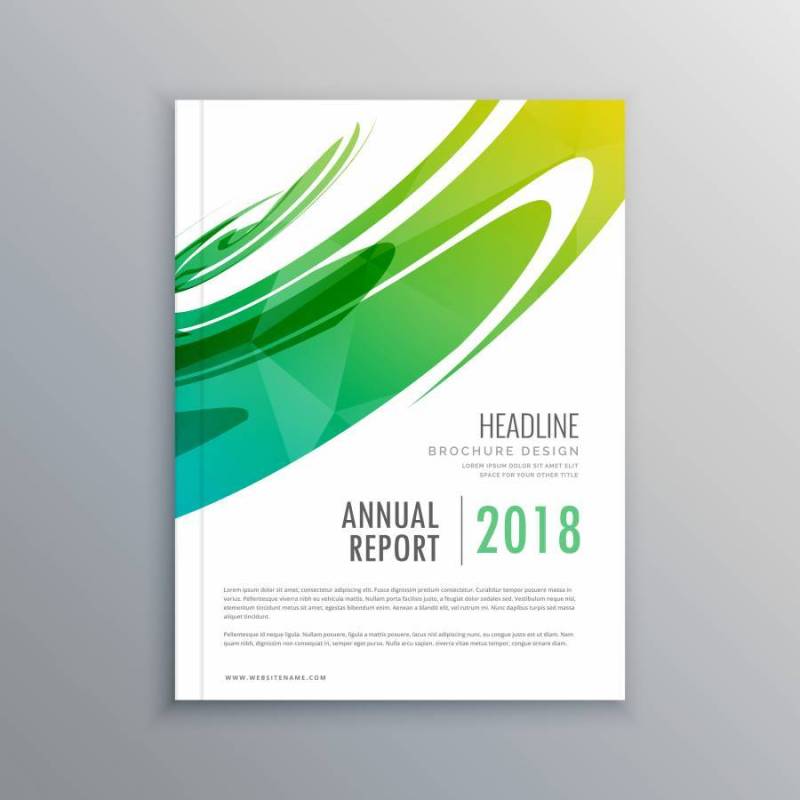 年度报告业务小册子用抽象的绿色形状