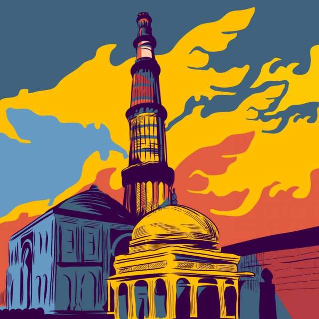 着名的印度建筑Qutub Minar插图 着名的印度建筑Qutub Minar插图