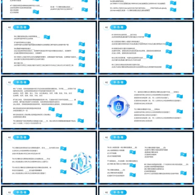 蓝色科技风网络安全知识竞赛PPT模板