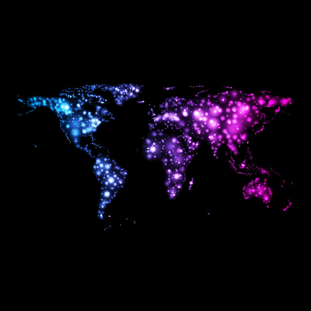明亮的霓虹灯矢量抽象世界地图EPS设计背景素材bright glowing neon vector abstract world map