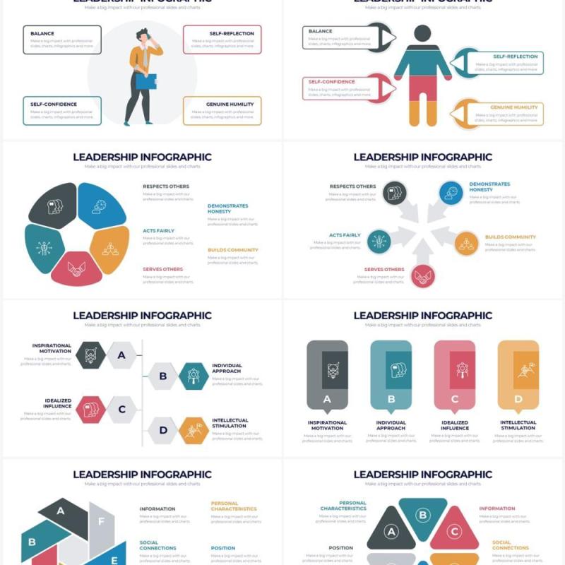 多彩企业领导力分析PPT信息图形素材Leadership Powerpoint Infographics