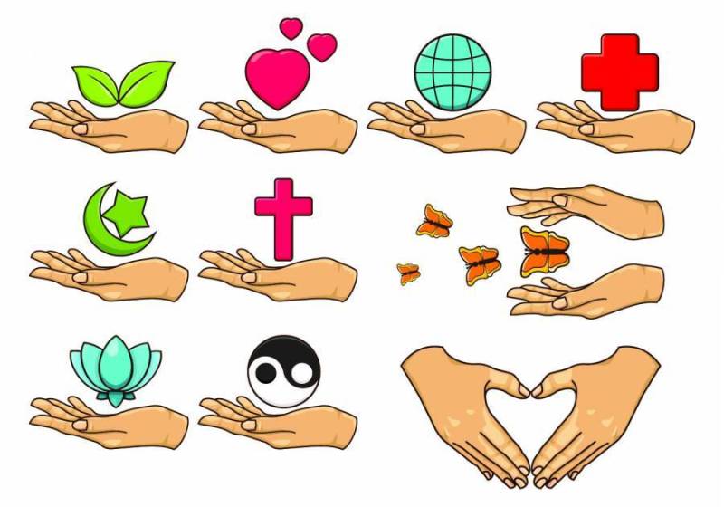 愈合的手图标集。