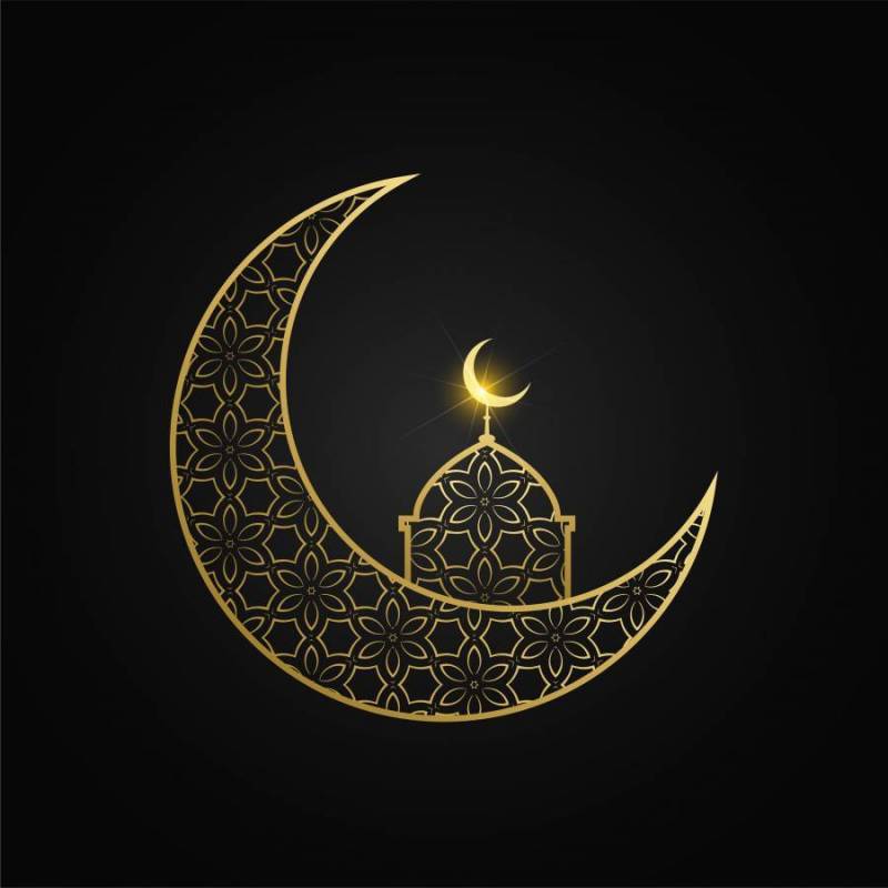 创意eid穆巴拉克月亮和清真寺设计
