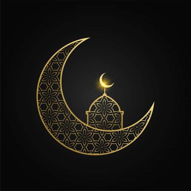 创意eid穆巴拉克月亮和清真寺设计