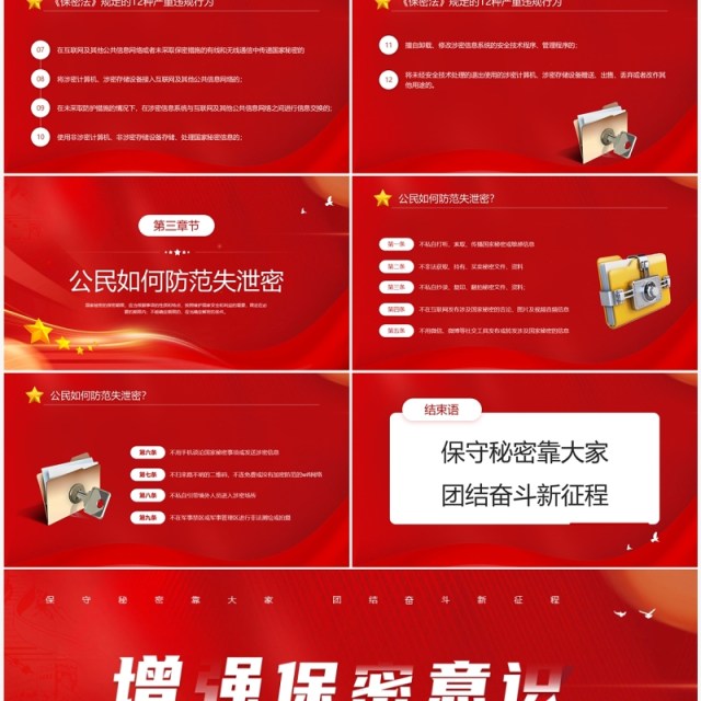 红色保密宣传教育专项培训PPT模板 红色保密宣传教育专项培训PPT模板