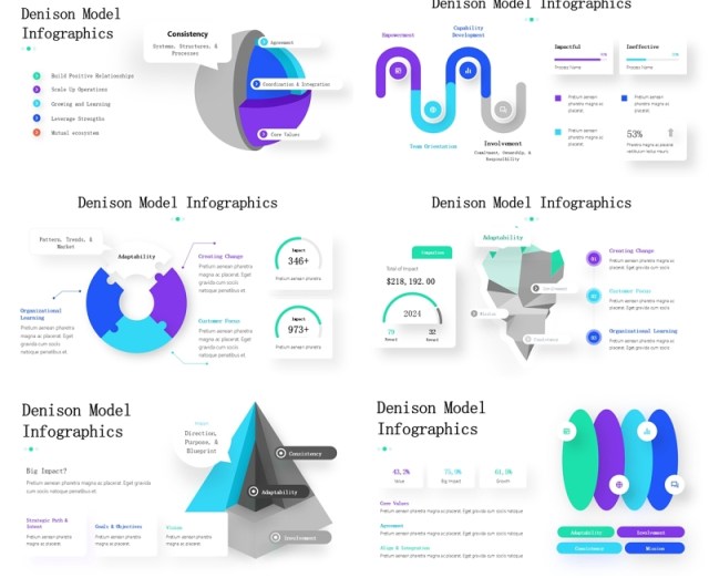 彩色模型信息图PPT模板素材Denison Model Infographics