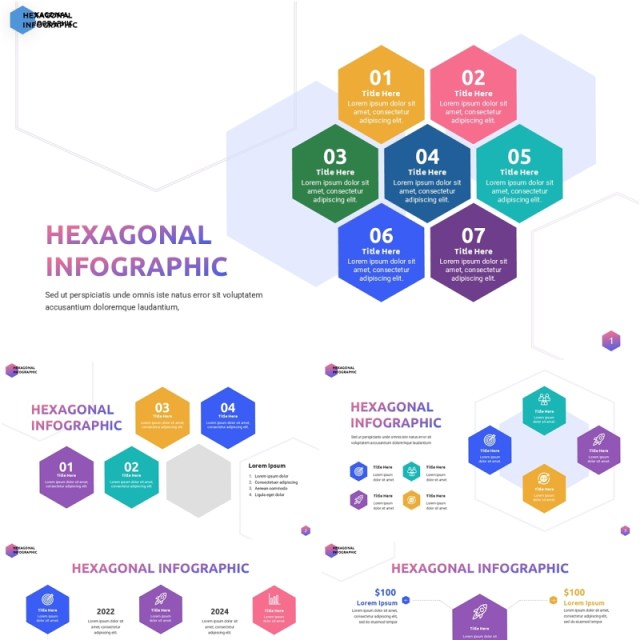 六边形信息图表PPT模板可插图Hexagon Infographic - No IMG