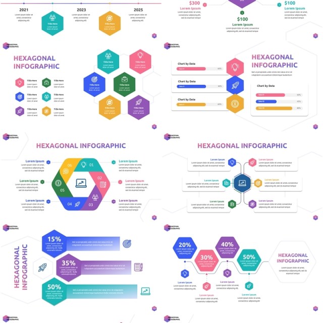 六边形信息图表PPT模板可插图Hexagon Infographic - No IMG