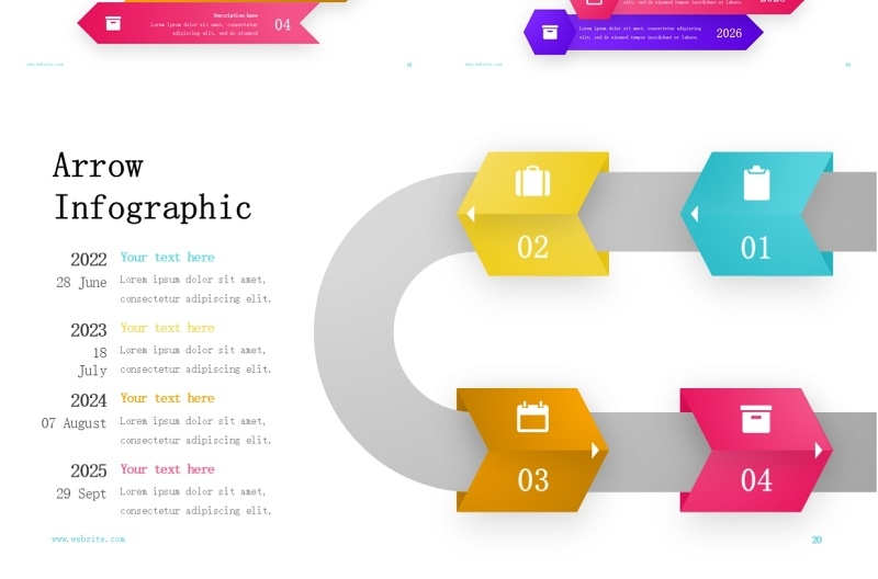 2025炫彩箭头信息图pp模板素材