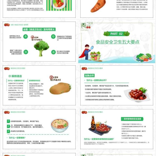 卡通全国食品卫生法宣传周PPT模板