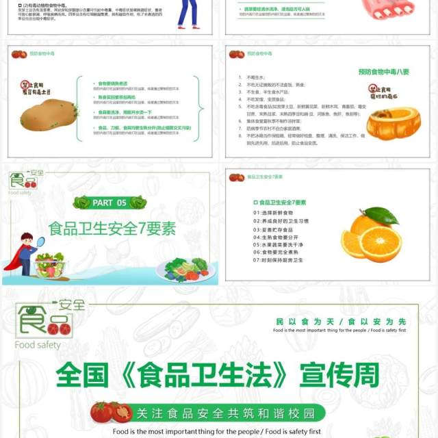 卡通全国食品卫生法宣传周PPT模板 卡通全国食品卫生法宣传周PPT模板