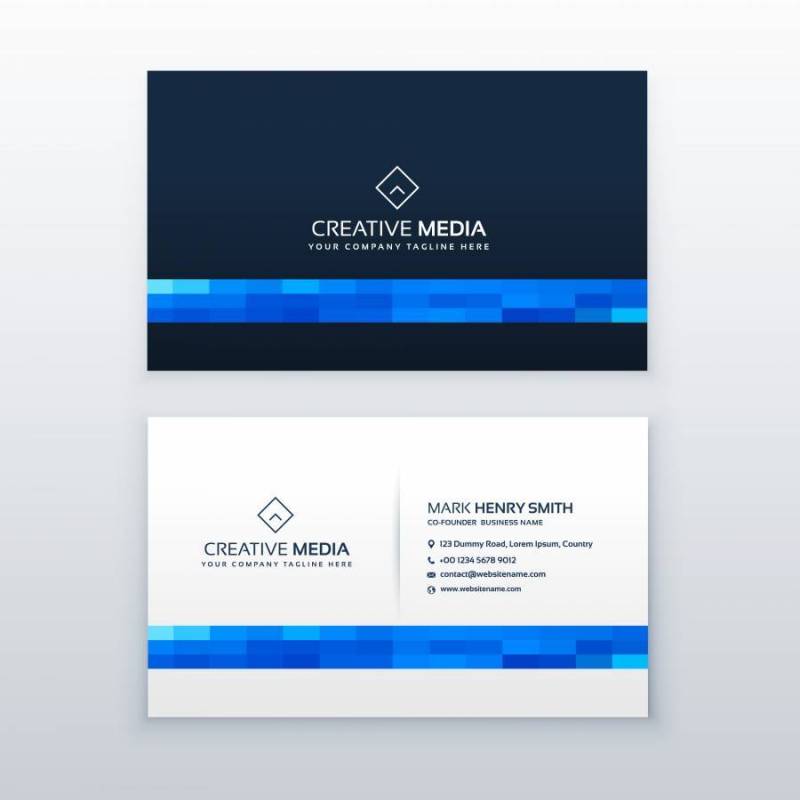 最小的蓝色名片设计