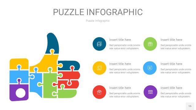 多彩色拼图PPT图表15