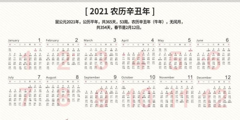 2021年新春新年牛年大吉日历挂历PSD素材模板51