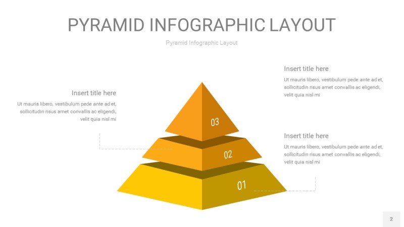 渐变黄色3D金字塔PPT信息图表2