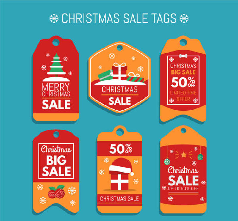 圣诞销售吊牌矢量