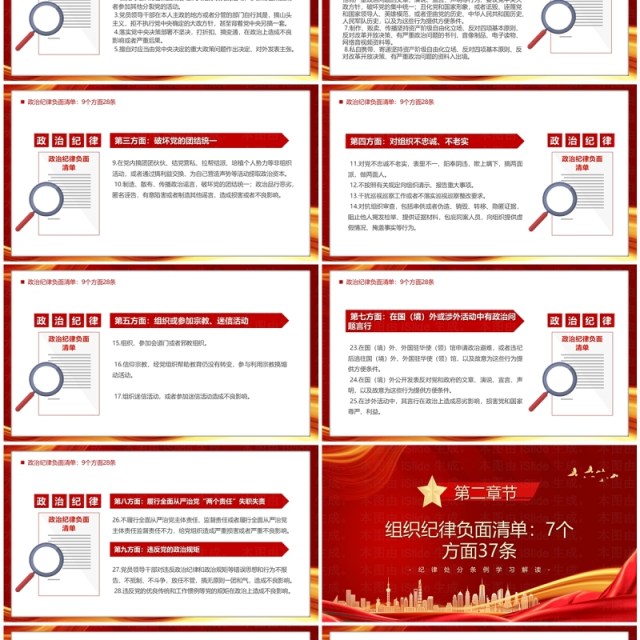 红色党政风中国共产党纪律处分条例PPT模板 红色党政风中国共产党纪律处分条例PPT模板