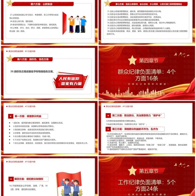 红色党政风中国共产党纪律处分条例PPT模板 红色党政风中国共产党纪律处分条例PPT模板