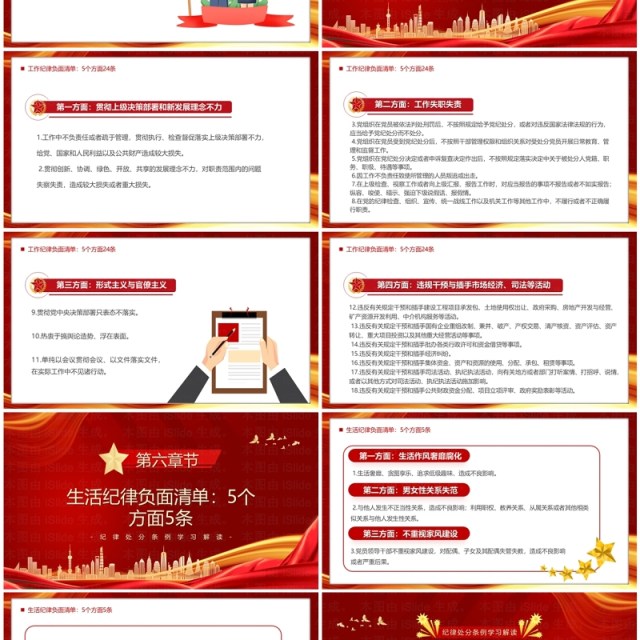 红色党政风中国共产党纪律处分条例PPT模板 红色党政风中国共产党纪律处分条例PPT模板