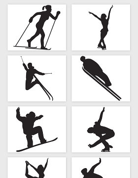 冬奥会体育雪上运动剪影矢量素材