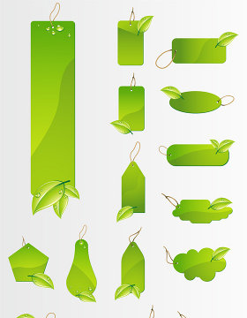 绿色树叶标签素材