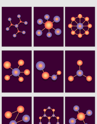 科技线条彩色分子结构矢量素材
