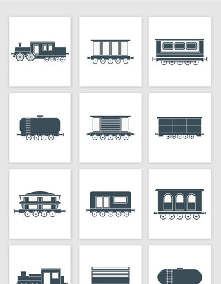 矢量扁平火车列车元素