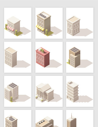 3D地标建筑矢量素材