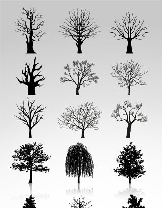 黑白矢量树木素材