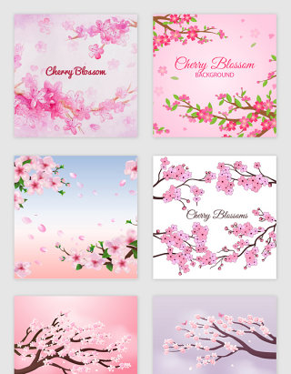 粉色浪漫樱花树枝素材