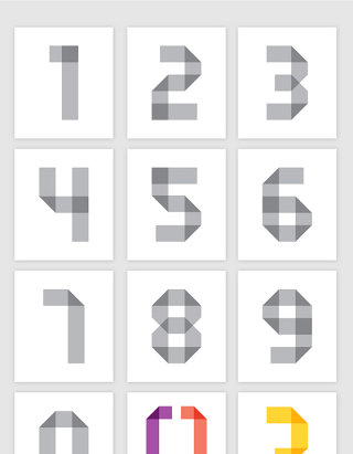 123456789创意折纸数字符号矢量图