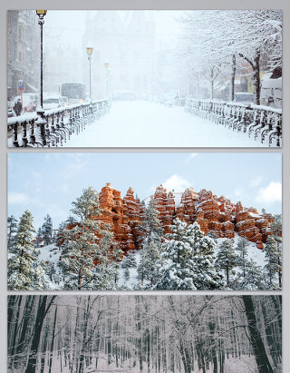 冬季大自然美丽风景城市道路背景图