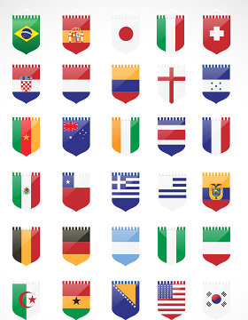 32国国旗矢量图形元素