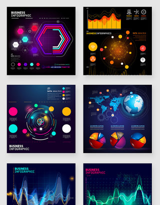 互联网科技可视化数据图表矢量素材
