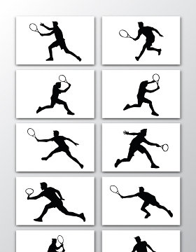 10款矢量网球运动剪影