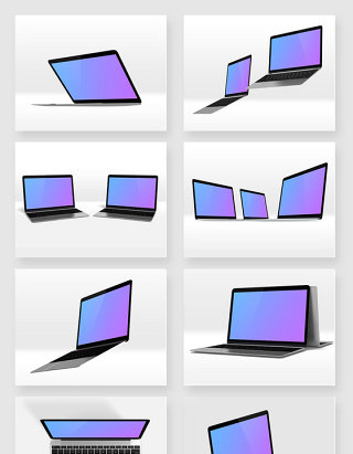 八宫格苹果笔记本电脑不同展示模型样机